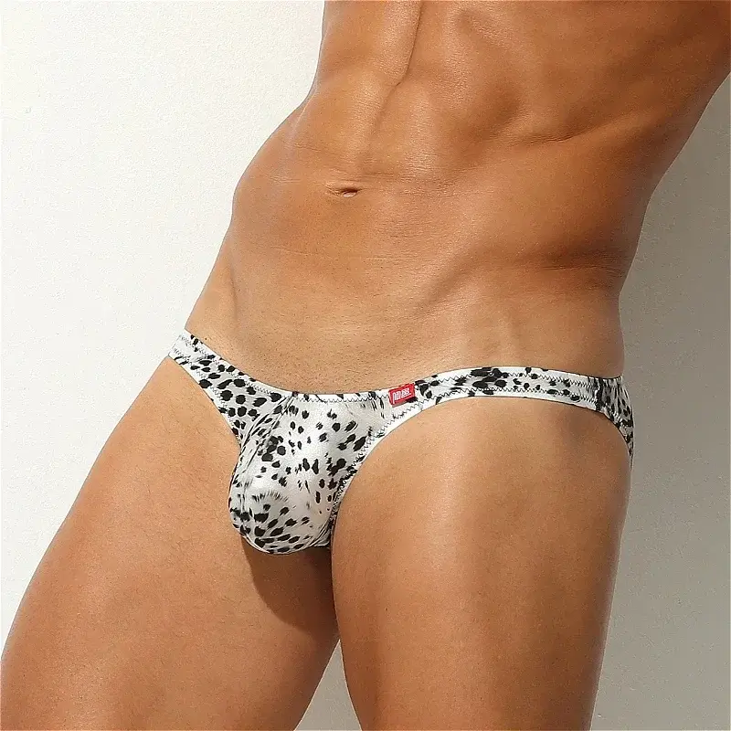 Leopard Ice Silk Mens Sexy Underwear Ultra-thin Silky Convex Pouch Briefs Smooth Man Panties Breathable Low Waist Men Underpants — image 1