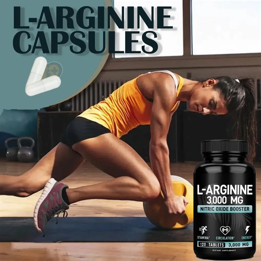 L アルギニン 3000mg カプセル - スポーツの筋肉とエネルギーのための 120 カプセルの一酸化窒素サプリメント - L-アルギニン一酸化窒素ブースター — image 2