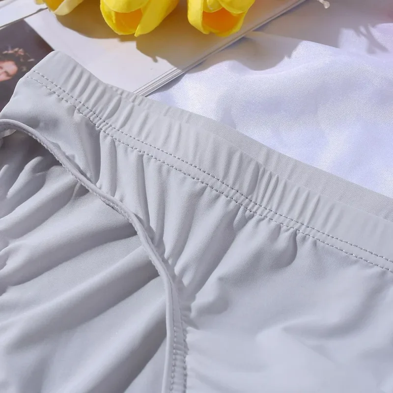 New Big Men's U Convex Underwear Ice Silk Quick Drying Briefs Summer Cool Low Waist Thin Male Underpants Plus Size — image 16