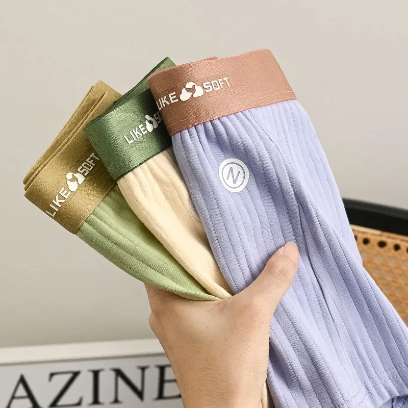 5Pcs Men Striped Boxer Briefs Soft Breathable Mid Waist Elastic Waistband Cotton Blend Men Underwear Shorts — image 5