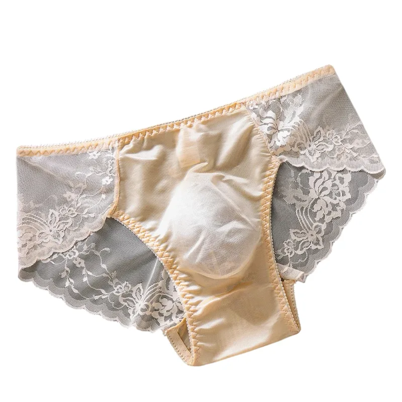 Men Lace Briefs Seamless Ice Silk Briefs Underwear 3D Bulge Pouch Low Waist Gay Panties — image 14