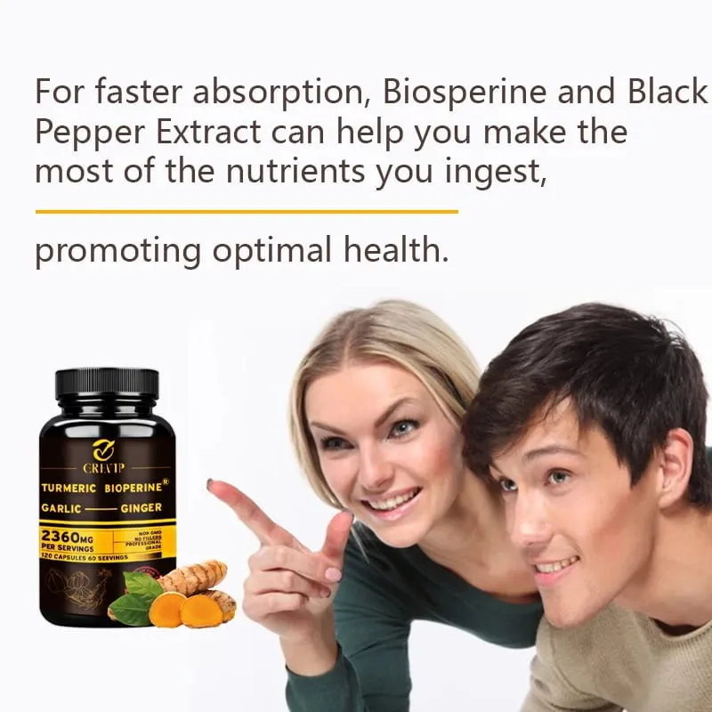 Συμπλήρωμα 4-σε-1 Turmeric Ginger - με Σκόρδο κουρκουμίνη μαύρο πιπέρι - Ανοσολογική υποστήριξη των αρθρώσεων Βελτιώνει την πέψη — image 7