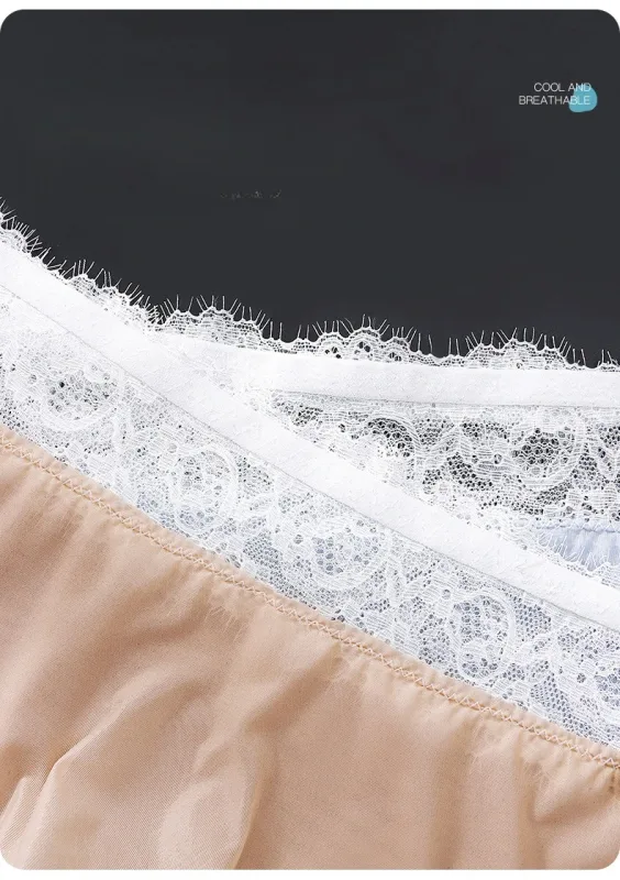 Pantaloni a triangolo da uomo in seta ghiacciata con bordo in pizzo, biancheria intima da uomo sottile traspirante senza tracce, slip maschili morbidi e confortevoli a vita bassa — image 9