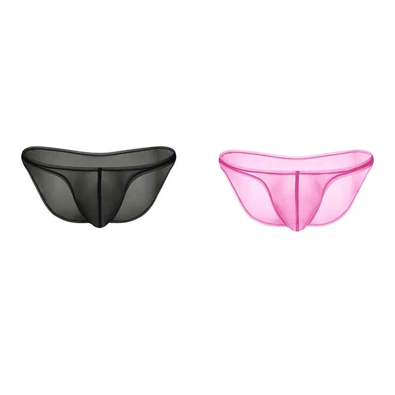 Men's Underwear Delicate Ice Silk Transparent Triangle Panties Personality Low Waist Briefs