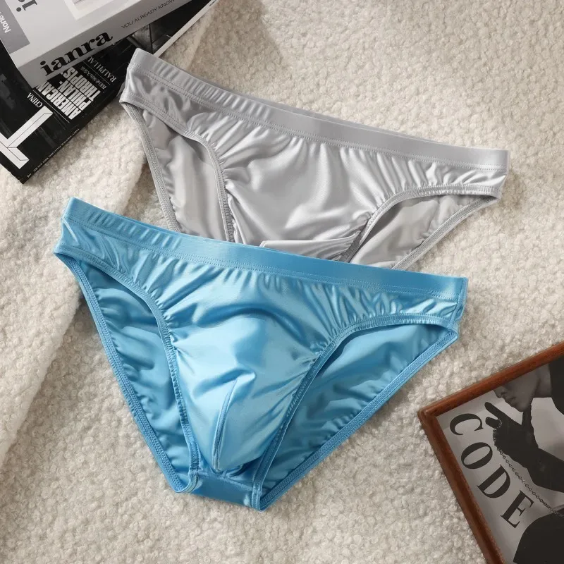 Men Solid Briefs Underwear Man Sexy Glossy Underpants Cuecas Calzoncillos Ropa Interior Hombre Slips Male Pouch Panties — image 12