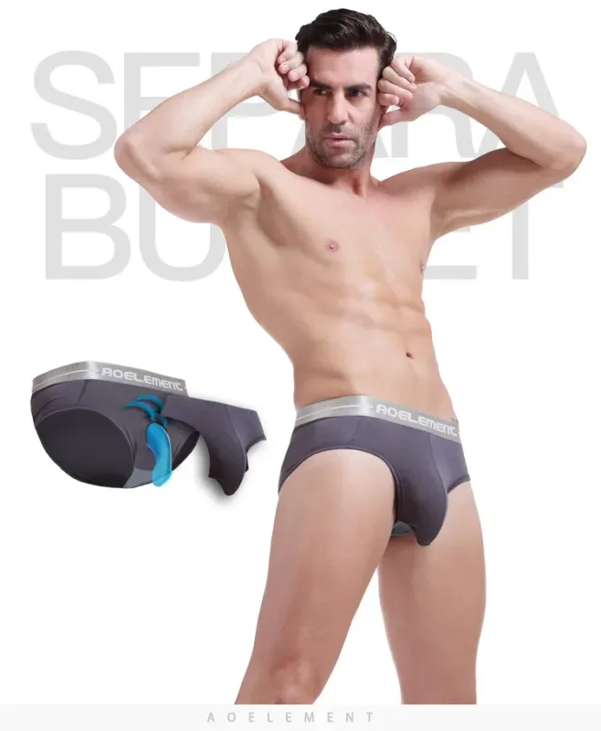 Modal capsule lift U convex men's underwear bullet separate ice silk capsule pouch briefs