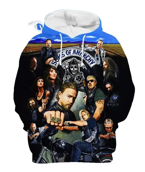 Ανδρικό Street Style 3D Φούτερ Sons of Anarchy Φούτερ Φούτερ φθινοπώρου/χειμώνα Unisex Loose casual αθλητικές φόρμες εξωτερικού χώρου Y2k πουλόβερ — image 9