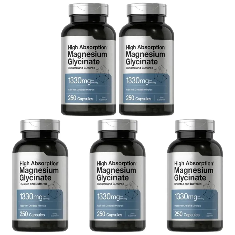 Magnesium Glycinate 1330mg (Elemental Magnesium) 250 Capsules Chelated Buffered Minerals Non-GMO Gluten Free Dietary Supplement