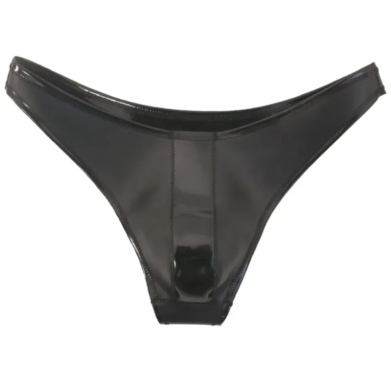 Sexy Men Double Sided PU Hot Short Shiny U Convex Briefs Sexy Lingerie G-string PVC Faux Latex Low Waist Bikini Gay Wear Plus