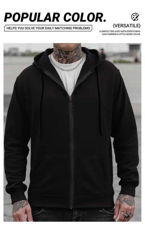 Sweat à capuche à fermeture éclair pour hommes, personnalisé, imprimé personnalisé, mode décontractée, manteau ample pour jeunes, vêtements de sport de base sur le campus, haut de poche de rue, M-3XL