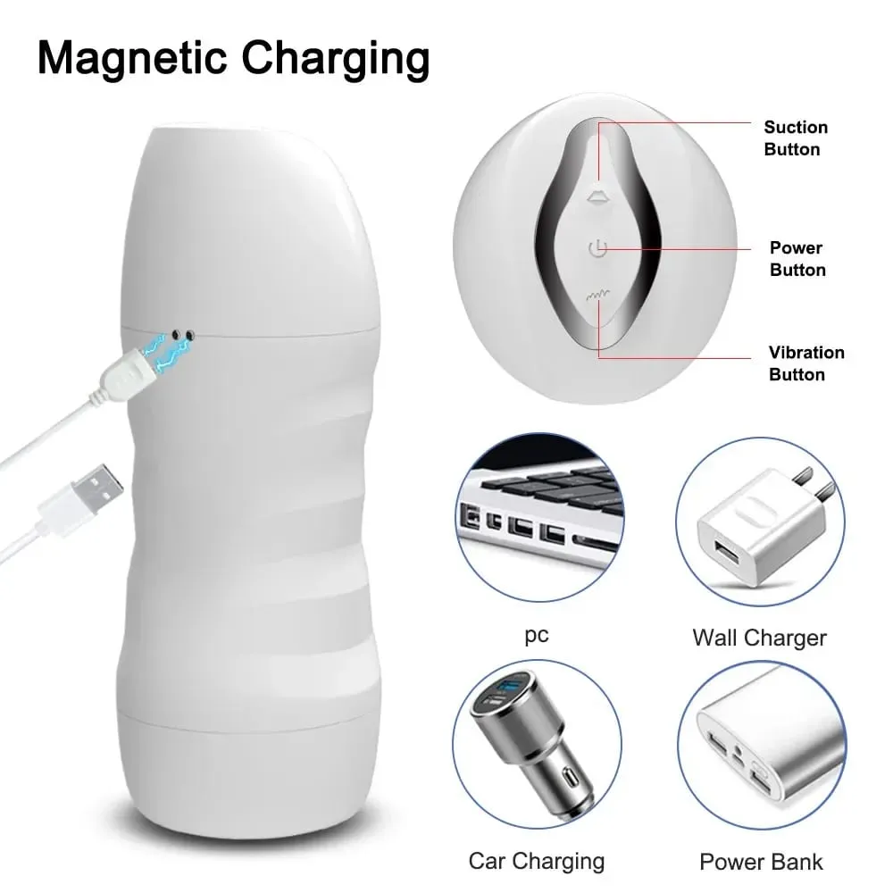Automatic Male Masturbator Powerful Vibration Blowjob Sucking Machine Silicone Masturbation Cup Adult Supplies Sex Toy for Men