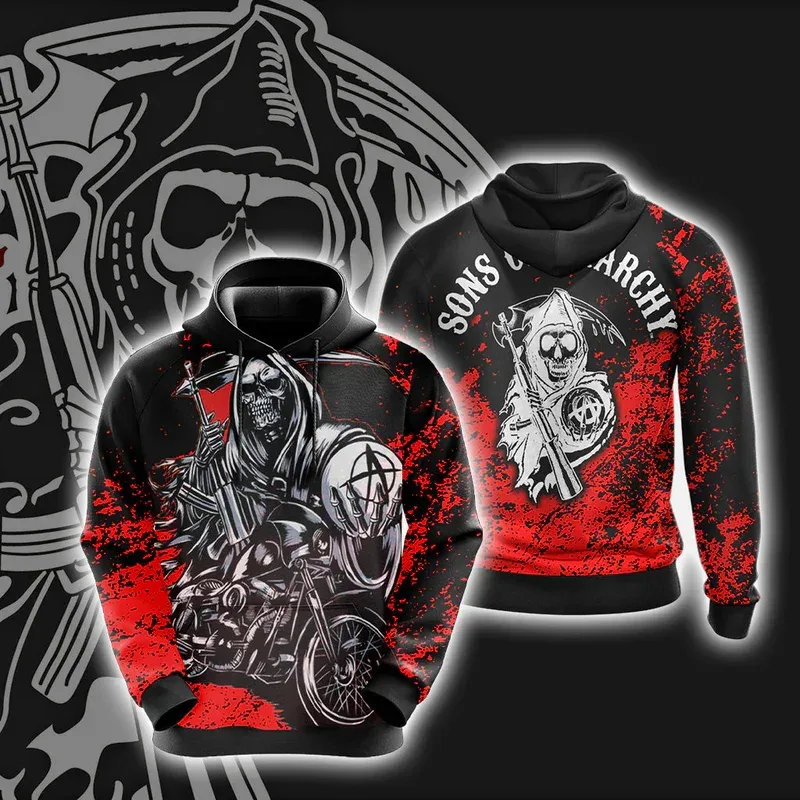 Ανδρικό Street Style 3D Φούτερ Sons of Anarchy Φούτερ Φούτερ φθινοπώρου/χειμώνα Unisex Loose casual αθλητικές φόρμες εξωτερικού χώρου Y2k πουλόβερ — image 10