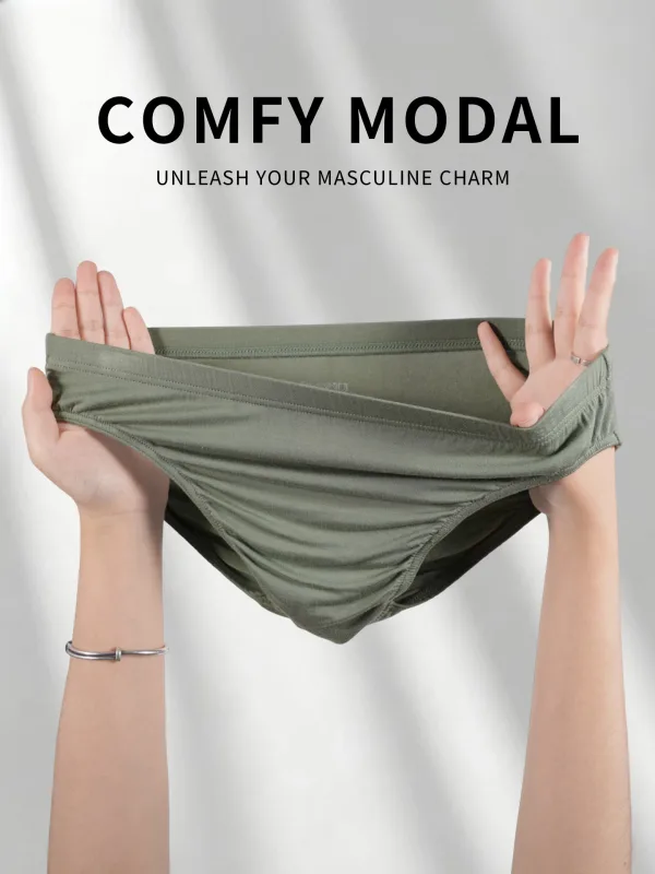 Men's Modal Ultra Thin Bare Feel Briefs, Low Rise High Elastic Breathable 3D Convex Pouch Underwear