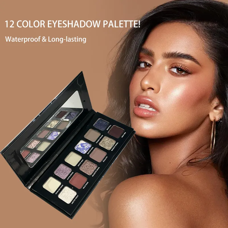 12 Χρώματα Μεταλλική Παλέτα Σκιών Ματιών Pearl Matte Sparkling Shimmer Blue Eye Shadow Highlighter Brighten Glitter Fashion Makeup — image 3