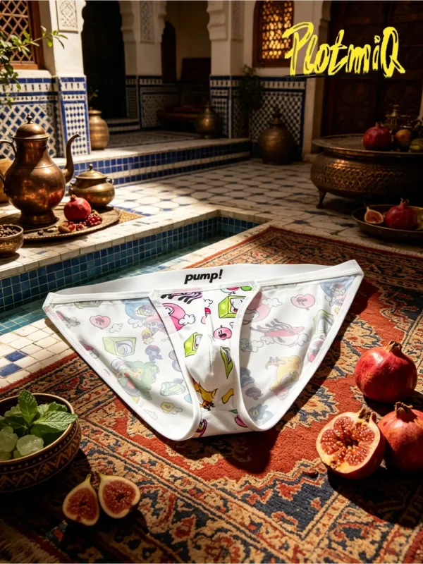 1PCS Full Print Cartoon Graffiti Men Briefs Soft Fabric Wide Waistband 3D U Pouch Low Rise Close Fit Mens Underwear — image 3