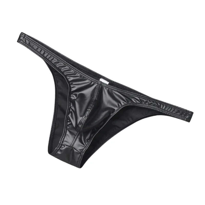 3pcs Men Bikini Faux Leather Briefs Underwear Man Sexy Mini Underpants Cuecas Butt-lifting Zipper Low Waist Male Sissy Panties — image 2
