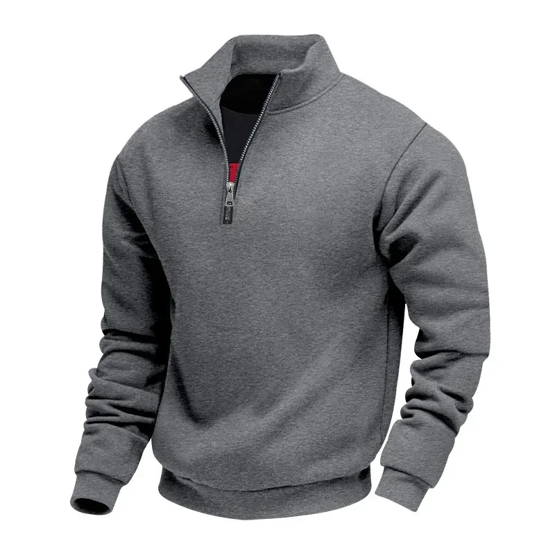 Pull polaire à manches longues et col montant pour homme, pull ample et confortable, décontracté et confortable, avec fermeture éclair, automne et hiver — image 11
