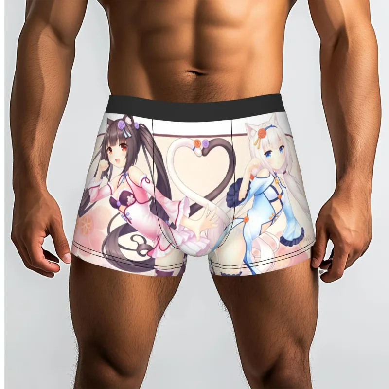 Anime N-Nekopara Chocola Vanilla Underwear Men Printed Game Boxer Briefs Shorts Panties Soft Underpants