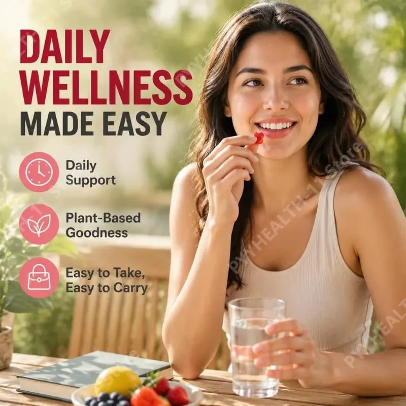 Áfonya-gumik a húgyutak egészségének támogatására C-vitaminnal 40 Mg és E-vitaminnal 2,7 Mg 60 Gummies