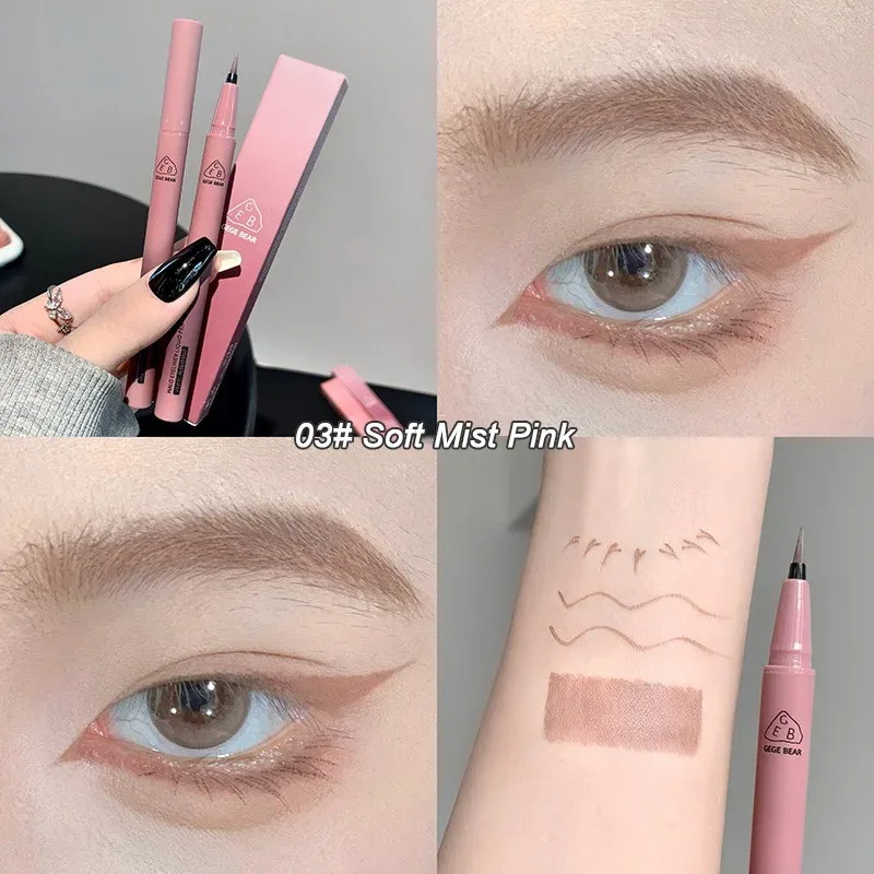 Αδιάβροχο Quick Dry Liquid Eyeliner Pen Ultra-fine Matte Black Brown Lasting Lying Silkworm Eyeliner Pencil Φυσικό Μακιγιάζ ματιών