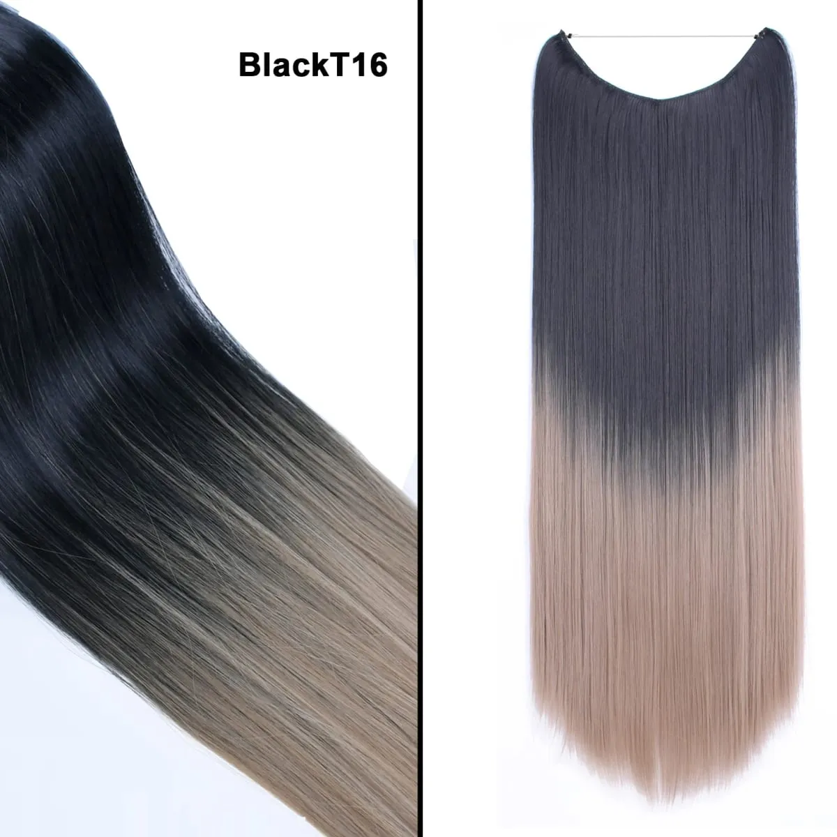 Jeedou κυματιστά μαλλιά Extension Elasticity Αόρατο σύρμα Fish Line One Piece No Clips Συνθετικά Hairpieces Ombre Χρώμα για γυναίκες — image 27