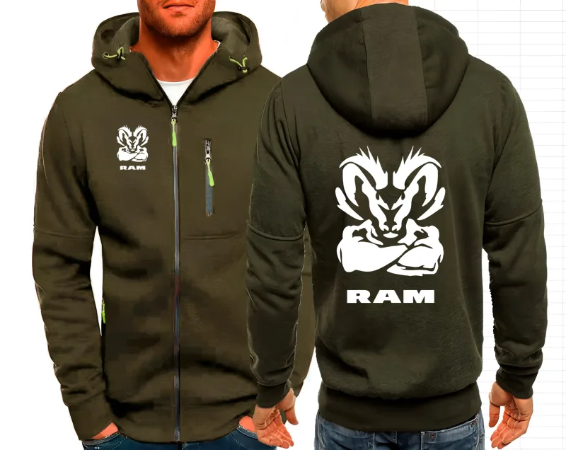 2025 Ram 1500 Turbo DodgeLY 자동차 팬 남성 streetwear 지퍼 후드 솔리드 컬러 후드 티셔츠 야외 남성 후드 자켓