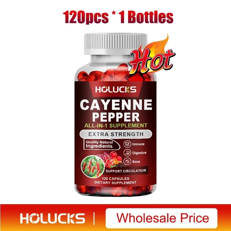 Cayenne Pepper Capsules with Vitamin D3 K2 Blood Circulation Promote Digestion Boost Metabolism Support Joint Bone Health