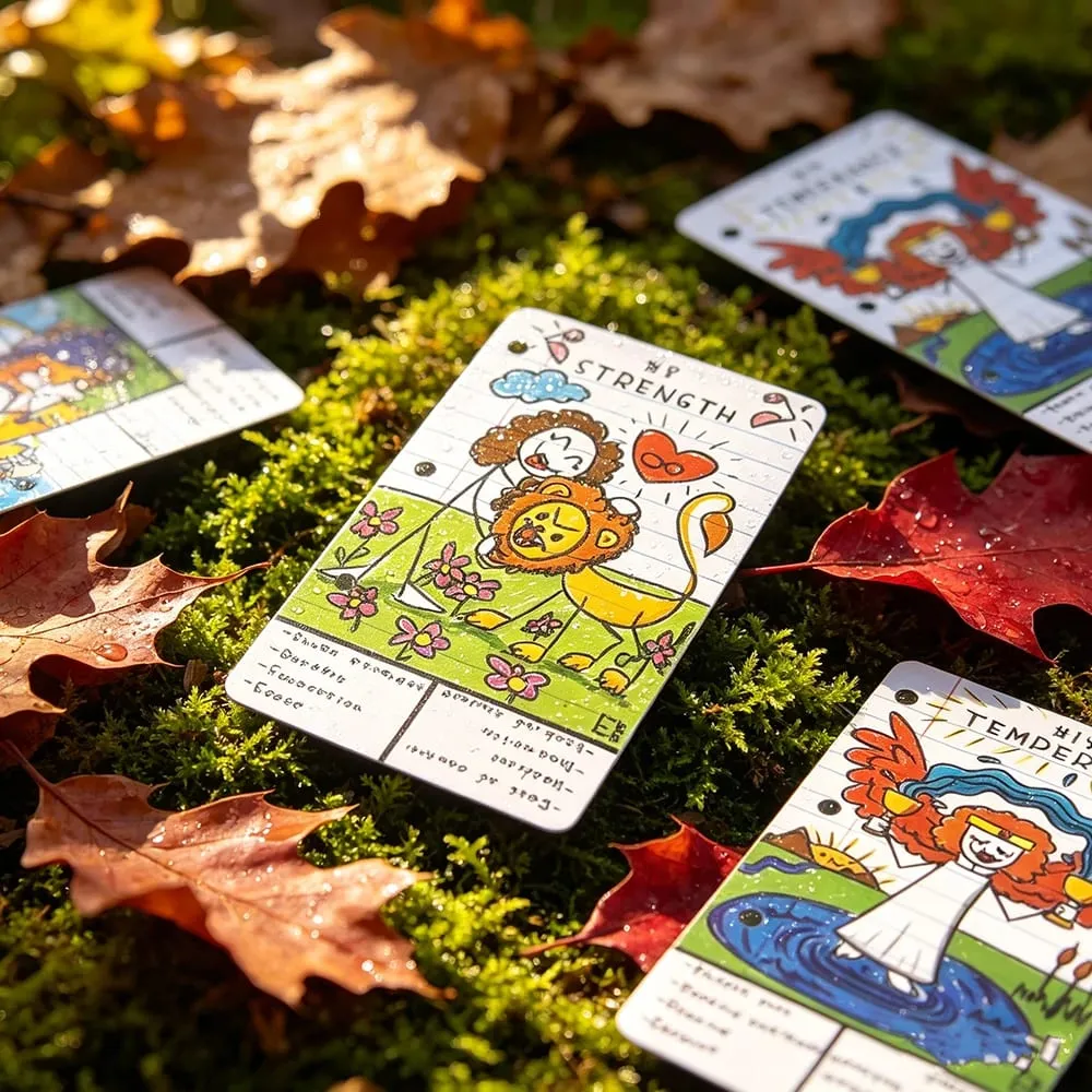 Doodle Cards Tarot 78 English Version Divination Borad Games Παιχνίδι καρτών Χαριτωμένο με χέρι για αρχάριους και πνευματική ανάγνωση