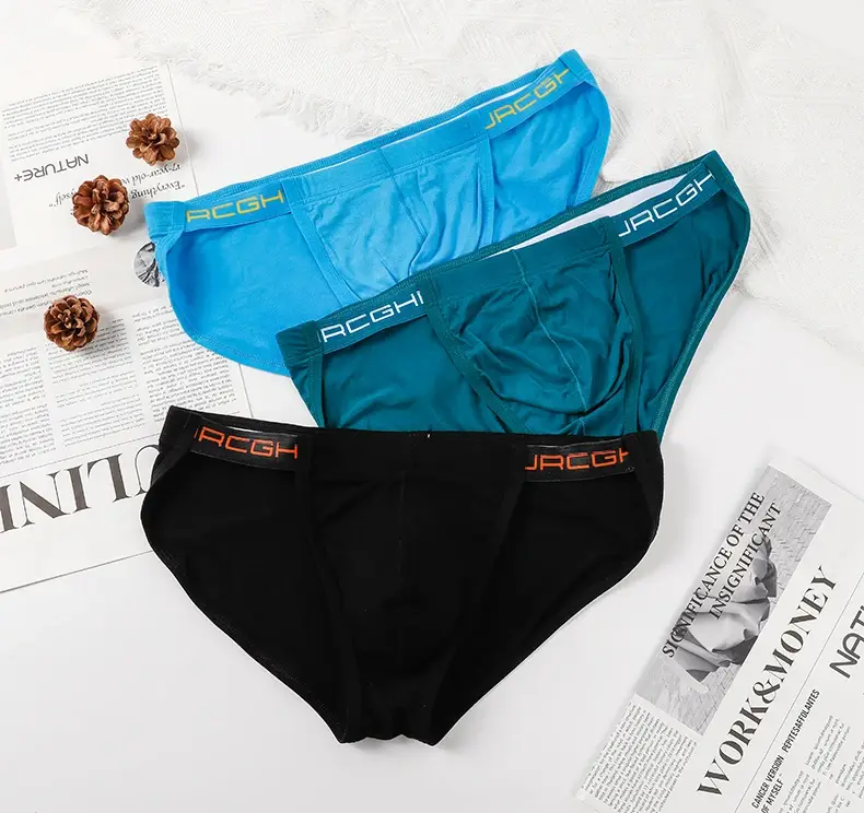 Mens Cotton Briefs Solid Color High Cut Hollow Low Waist Sexy Underwear Wholesale