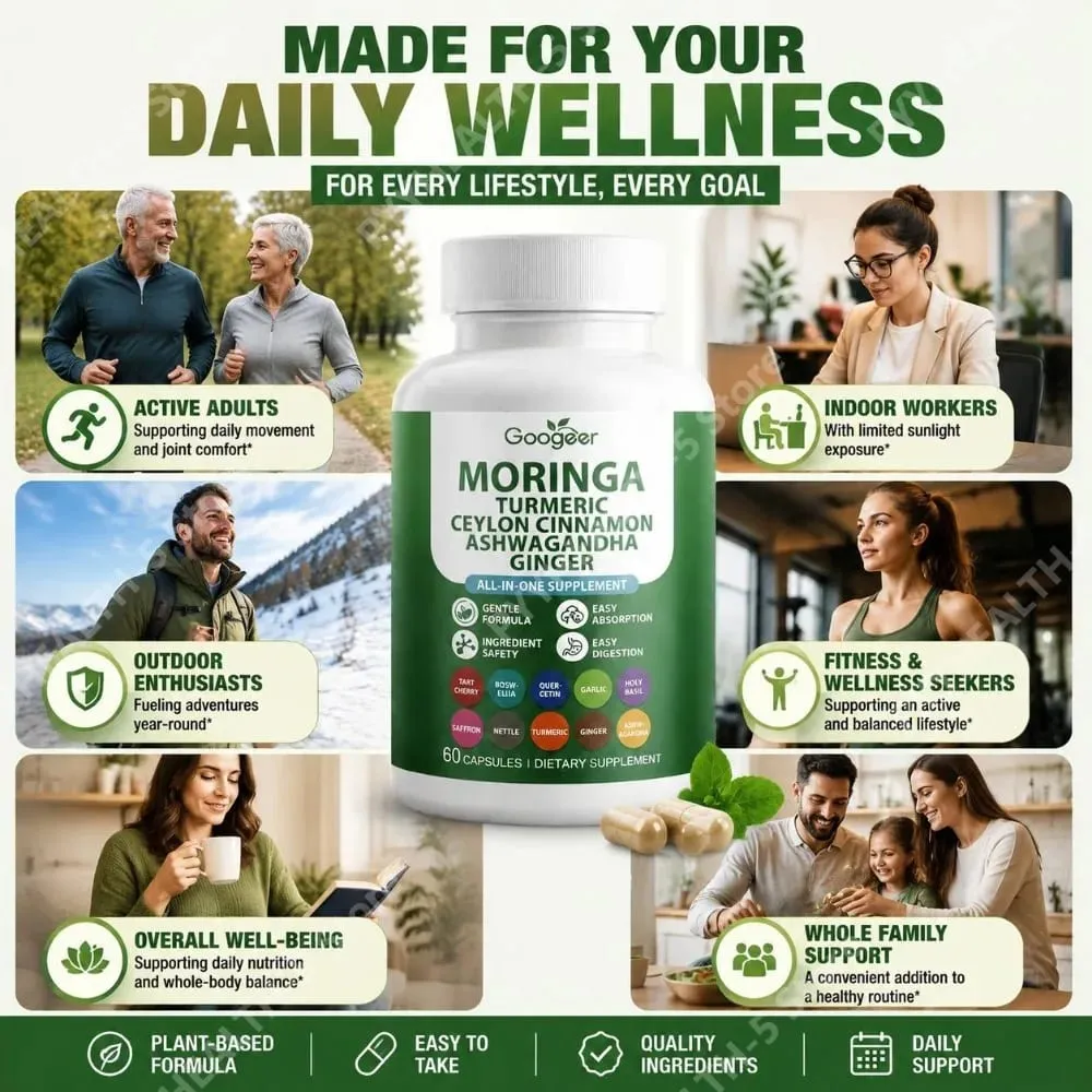 Googeer Moringa Kurkuma Capsules Alles-in-één voor gewrichtsgezondheidsondersteuning met Ashwagandha Gember en Ceylon Kaneel 60 Capsules — image 3