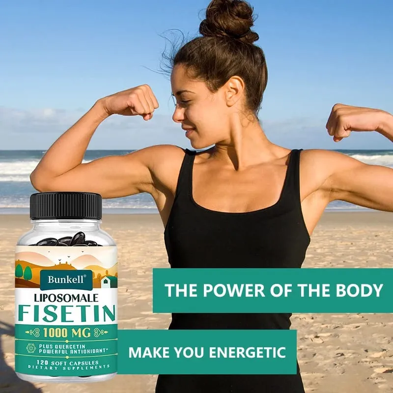 Liposomal Fisetin with Quercetin - High Potency 1000 Mg Combination Antioxidant Supplement for Optimal Health