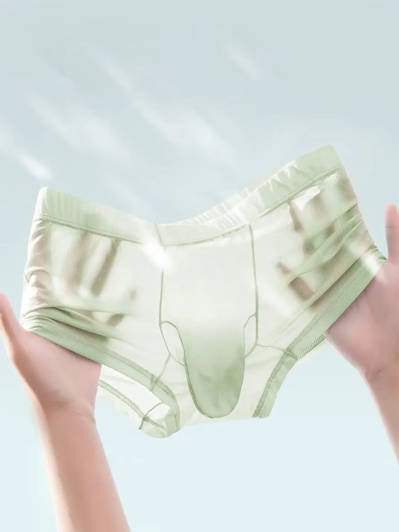 Transparent Boxer Briefs Men Sexy Underwear Ultra Thin Underpants See Through Ice Silk Knickers Smooth Glossy Lingerie Shorts