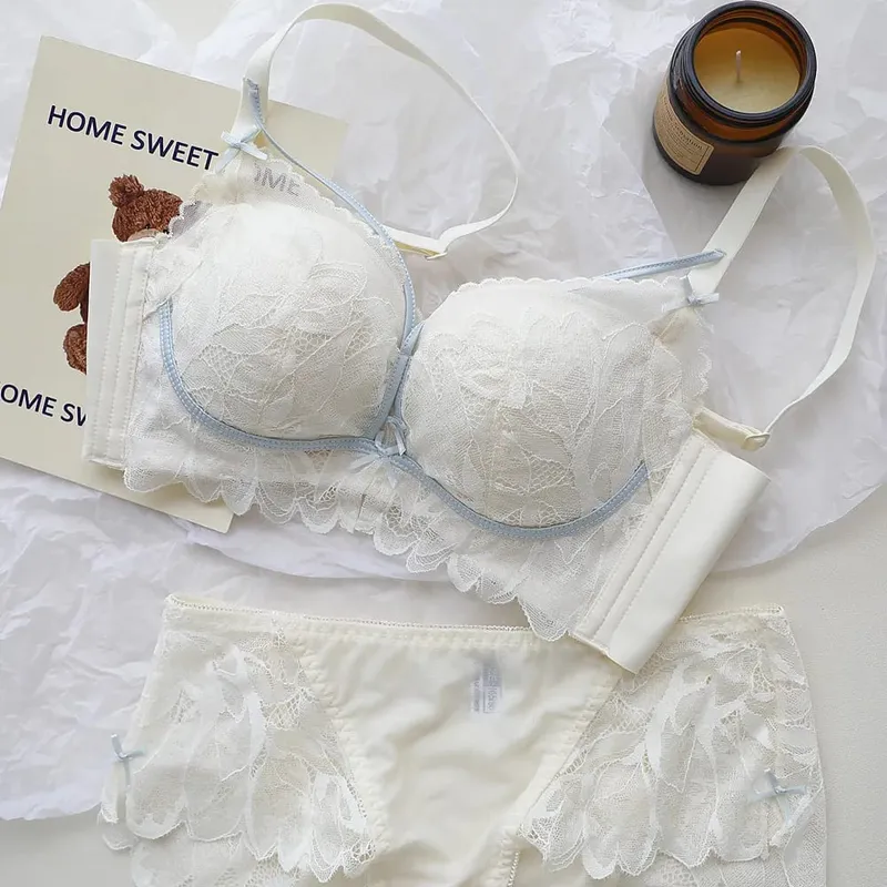 French Garden MOYISU Lace Σετ σουτιέν 32-38 AB Wireless Thin Cup Push Up Anti Sag セクシー Υποστήριξη Εσώρουχα Κατάλληλο μικρό μπούστο