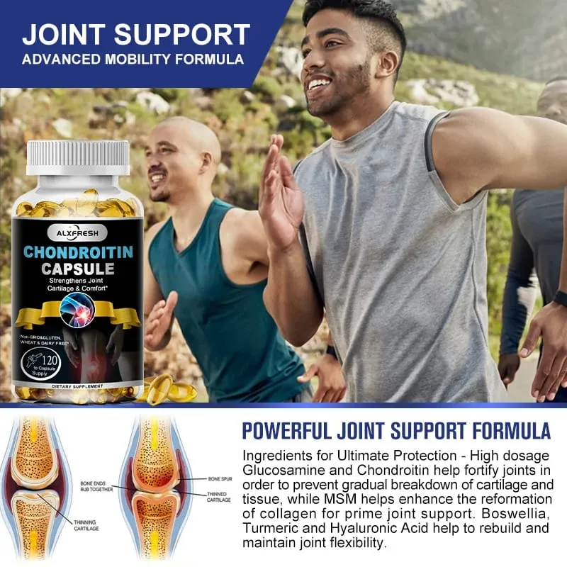 Alxfresh Glucosamine Chondroitin na may MSM Turmeric Vitamin D para sa Bone Absorption Calcium Immune System Support Supplement