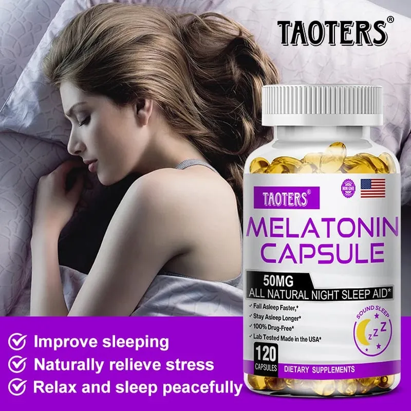 Melatonin Capsules 50mg - Promote Falling Asleep Quickly Calm The Mind Natural Sleep Aid Supplement