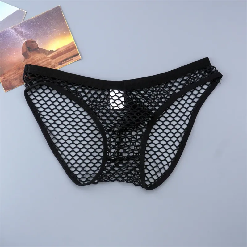 Sexy Man Fishnet Mesh Underwear See Through Male Briefs Breathable and Comfortable High Quality Low Waist Panties
