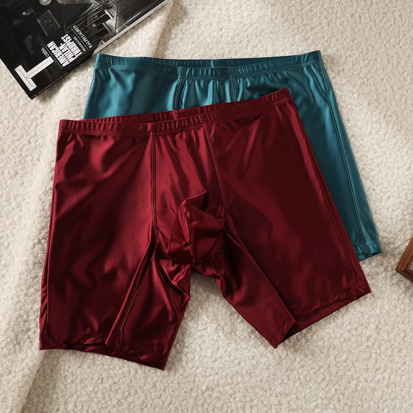 Mens Underwear Boxers Man Solid Slim Ice Silk Extended Leg Boxer Shorts Ropa Middle Waist Sports Panties Male Underpants M-XXL — image 7