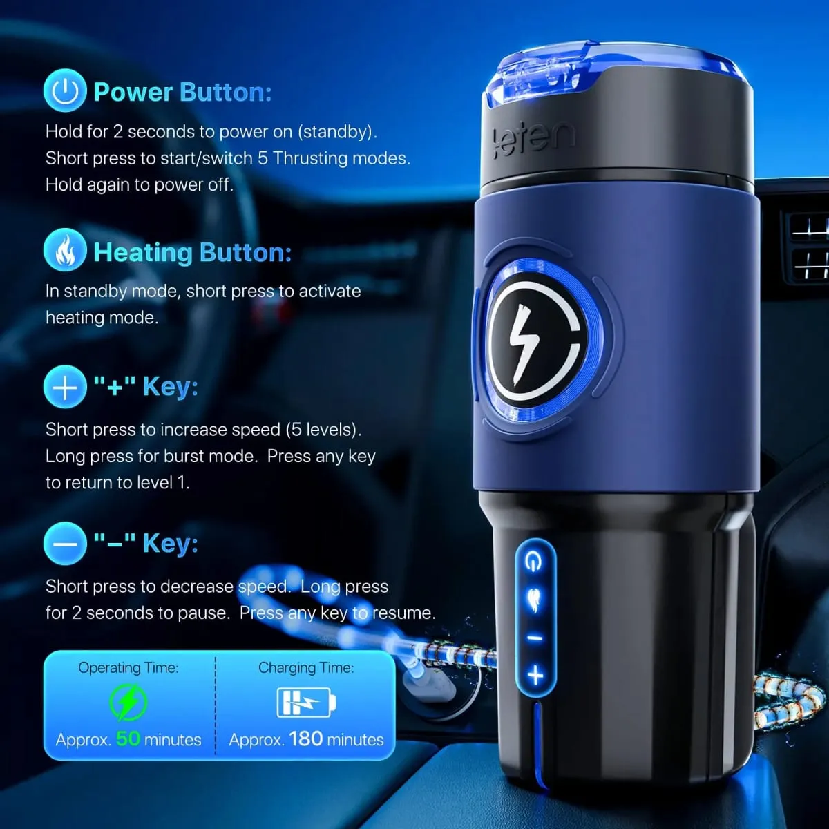 Leten Thrusting Male Masturbator Pocket Pussy Thrusting Stroker 5-Speed Modes Sex Voice Blowjob Masturbation Cup Sex Toy for Men