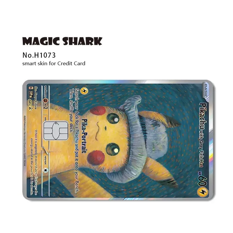 Magic Shark Mew Charizard EX Eevee Gengar Pikachu TCG Αυτοκόλλητο με ολογραφικό δέρμα λέιζερ για τραπεζική πιστωτική κάρτα