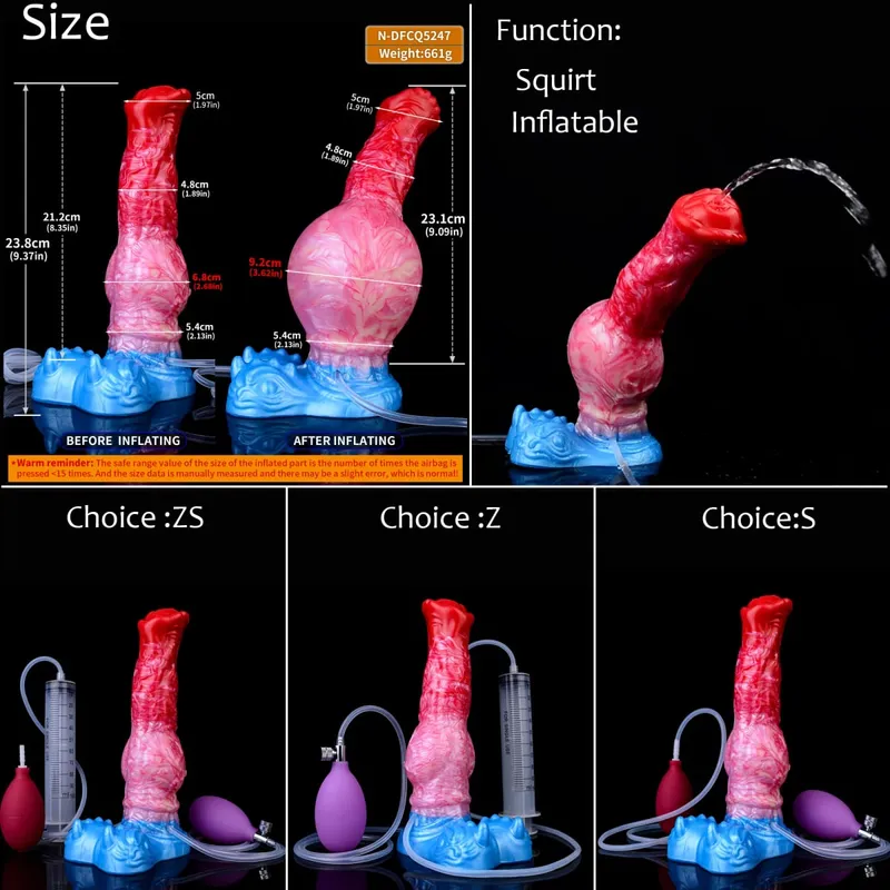 Silicone Inflatable Ejaculation Knot Dildo Adjustable Girth Squirting Fantasy Horse Penis Adult Sex Toys Anal Dilator