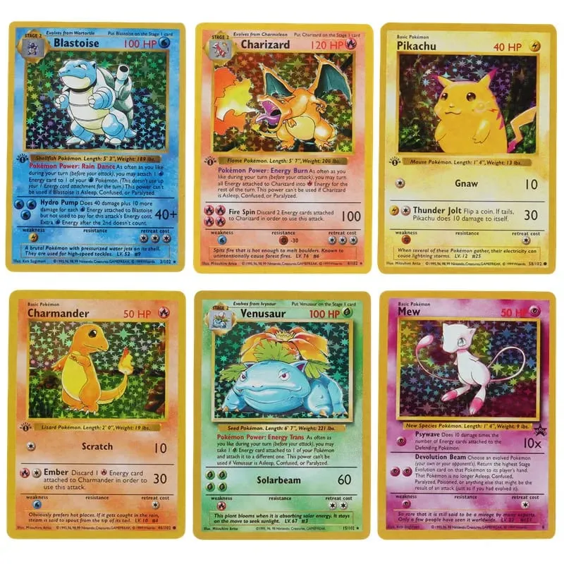 151Pcs/box 1996 1st Edition card Pokémon Rare Charizard Pikachu Mewtwo Blastoise Collecting card toys Αγγλική έκδοση