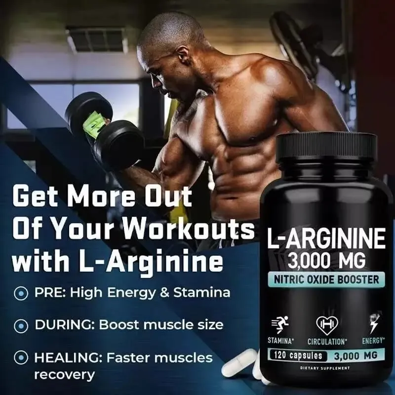 L アルギニン 3000mg カプセル - スポーツの筋肉とエネルギーのための 120 カプセルの一酸化窒素サプリメント - L-アルギニン一酸化窒素ブースター — image 3