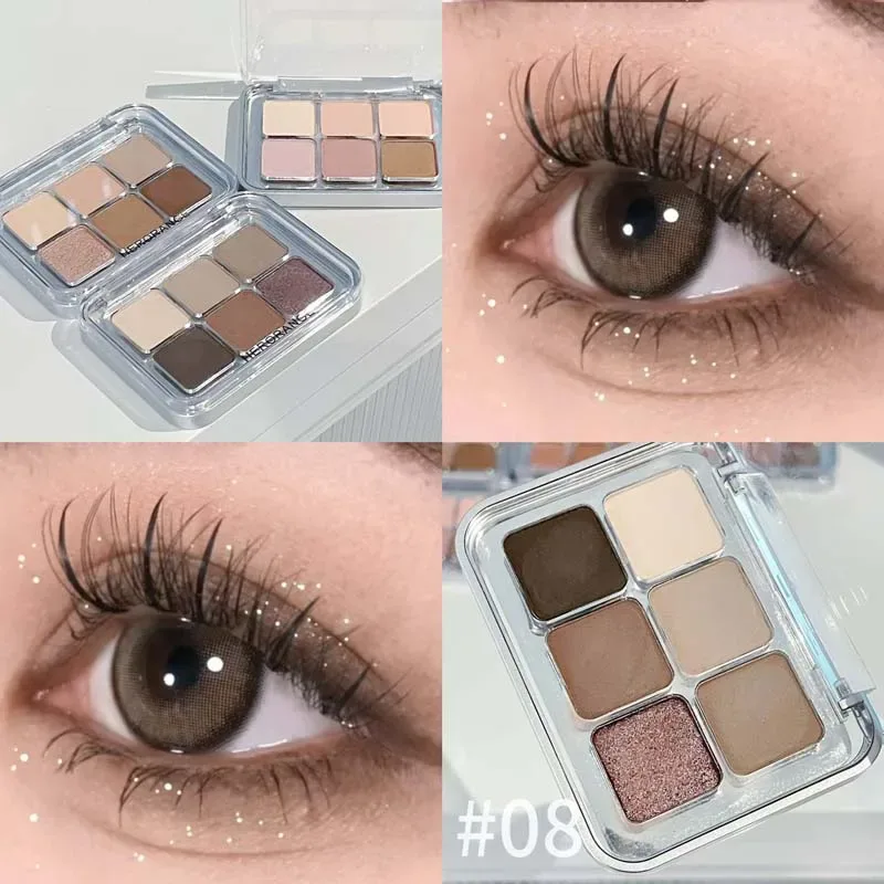 Grey Rose Shimmer Matte Eyeshadow Palette 6 Colors Glitter Earth Color Χαμηλού κορεσμού Pigment σκιών ματιών μακράς διαρκείας Καλλυντικά