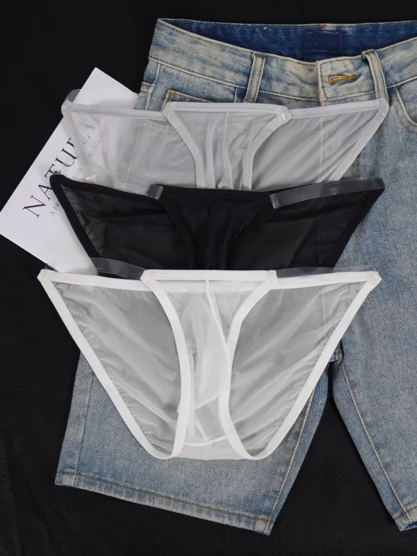 1 PCS Men's Ice Silk Mesh Sheer Ultra-Thin Cooling Briefs, Thin Transparent Waistband Hot Sale Daily Underwear Spring Summer — image 4