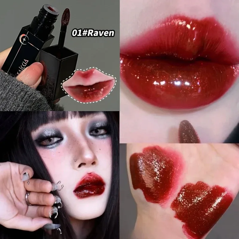 Shimmer Matte Black Red Rúzs Punk Gothic Lipgloss Halloween Makeup Mousse Lip Mud Rúzs Vízálló Tapadásmentes Cup Lip Tint — image 12