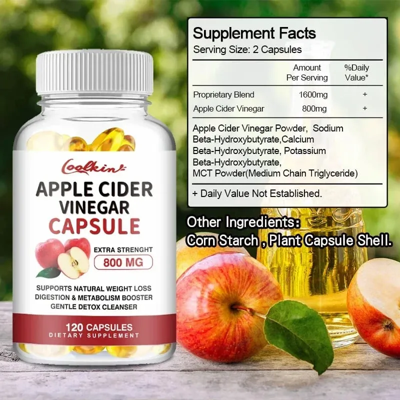 Apple Cider Vinegar Capsules - Fat Burning Appetite Suppressant Weight Management DetoxSupplements