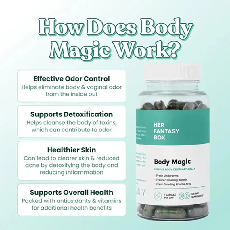 Her Fantasy Box | Body Magic | Chlorophyll Capsule - 30 Vegan Capsules for Detox Digestion Gut Health - Natural Energy Booster
