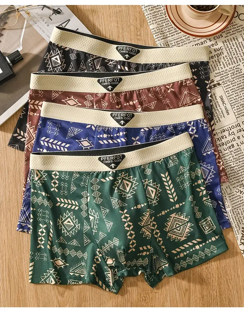 4pcs Sports Shorts Men Graffiti Boxers and Underpants Fashion Men's Boxer Briefs Cotton Man Boxer Men Panties Set Man Underwear — image 8