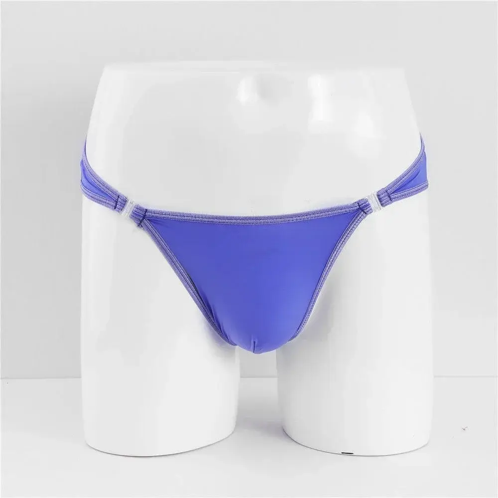 Sexy Heren U Bolle Nylon Slips Afneembare Gesp Lage Taille Ijs Zijde Ondergoed Comfortabele Melk Zijde Naadloze Dunne Slipje