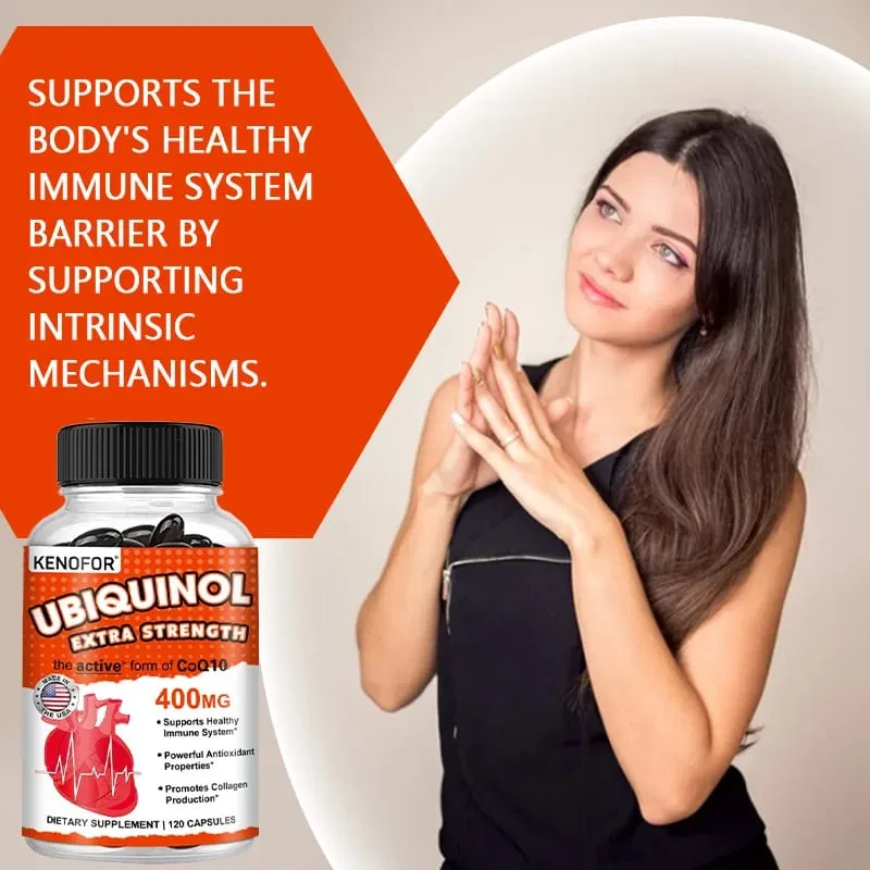 120pcs Organic Q10 Coenzyme 400mg Capsules with Vitamin E Cardiovascular and Heart Health Energy Vitamins Beauty and Health — image 4